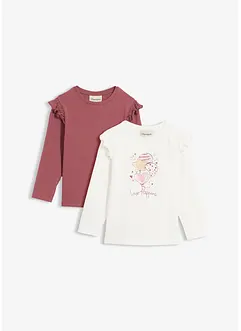 Långärmad topp av elastisk mix med ekologisk bomull (2-pack), bonprix