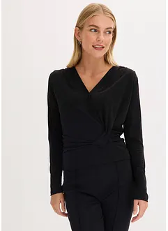 Långärmad topp med djup halsringning, bonprix