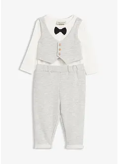 Body med väst, byxa och fluga i ekologisk bomull (3 delar), bonprix