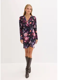 Insvängd miniklänning med djup halsringning, bonprix