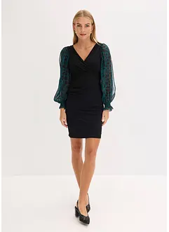 Figurnära miniklänning med cut-outs på ärmarna, bonprix