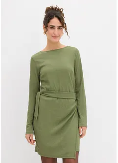 Trikåklänning av kräpp, bonprix