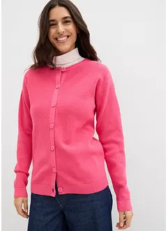 Finstickad cardigan med rund halsringning, bonprix