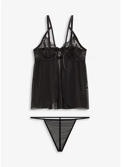 Negligé och stringtrosa (2 delar), bonprix