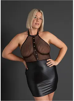 Klänning med halterneck, wetlook, bonprix