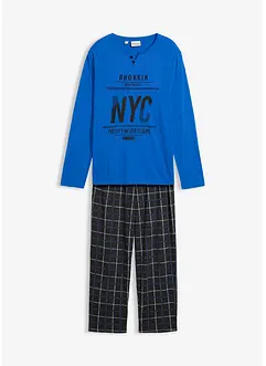 Långärmad pyjamas i bomull med knappslå, bonprix