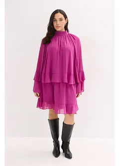 Chiffongklänning med volanger, bonprix