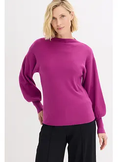 Stickad tröja med ballongärmar, bonprix