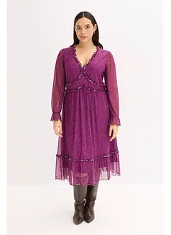 Jerseyklänning i midilängd och av mesh, bonprix