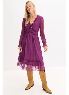 Jerseyklänning i midilängd och av mesh, bonprix