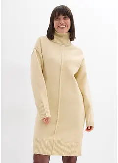 Stickad klänning med dekorsöm, bonprix