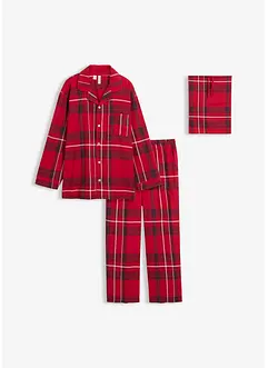 Flanellpyjamas i mjuk bomull med presentpåse, bonprix