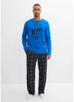 Långärmad pyjamas i bomull med knappslå, bonprix