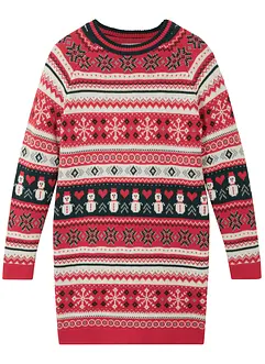 Stickad klänning för flickor med vintermotiv, bonprix