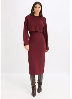 Stickad klänning och topp (2 delar), bonprix