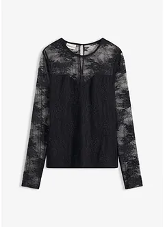 Långärmad topp i fin spets, bonprix