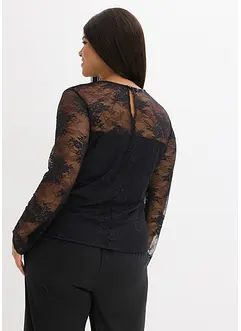 Långärmad topp i fin spets, bonprix