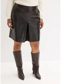 Kjol i lackskinnimitation med veck, bonprix