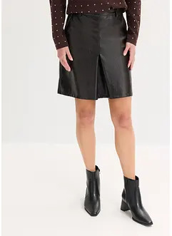 Kjol i lackskinnimitation med veck, bonprix