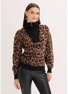 Tröja med krage och dragkedja, bonprix