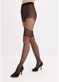 Strumpbyxa med strumpebandstryck 30 DEN, bonprix