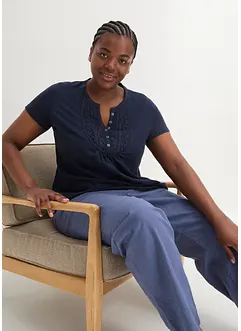 Bomullstopp i flamgarn, kortärmad, bonprix