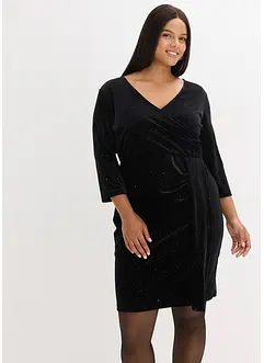 Glittrig miniklänning i mjuk sammet, bonprix