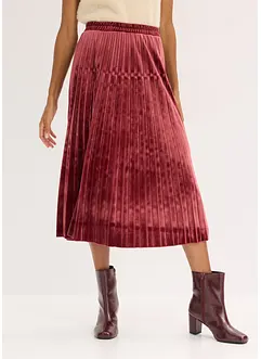 Plisserad kjol i mjuk sammet, bonprix