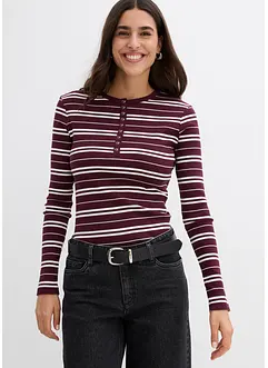 Långärmad topp i ribbat material med ekologisk bomull, bonprix