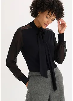 Knytblus med spets, bonprix