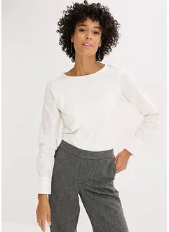 Långärmad topp med ärmar av poplin, bonprix