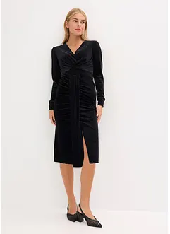 Mellanlång klänning i följsam sammet, bonprix