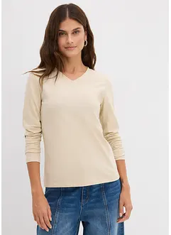 Långärmad topp i figurnära modell, bonprix