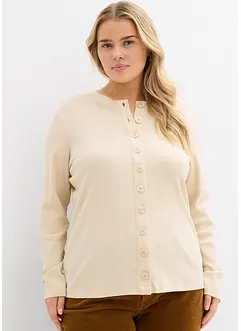 Långärmad topp i ribbat material av ren bomull, bonprix