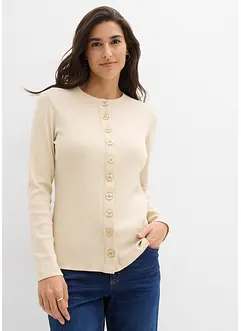 Långärmad topp i ribbat material av ren bomull, bonprix