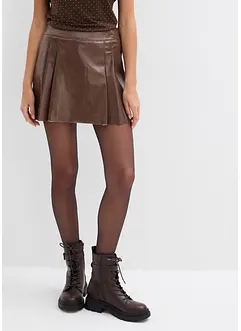 Minikjol i skinnimitation med motveck, bonprix