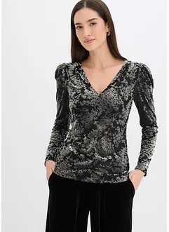 Långärmad topp av sammet, bonprix