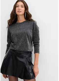 Långärmad topp med glittergarn, bonprix