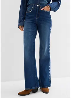 Flared jeans med hög midja och nitar, bonprix