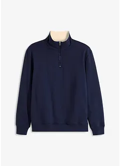 Varmt fodrad sweatshirt med krage och kort dragkedja, bonprix