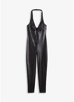 Catsuit ouvert med wetlook, bonprix