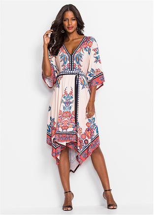 Klänning med skärp och boho mönster beige, mönstrad Dam Klänning med skärp och boho mönster beige, mönstrad Dam