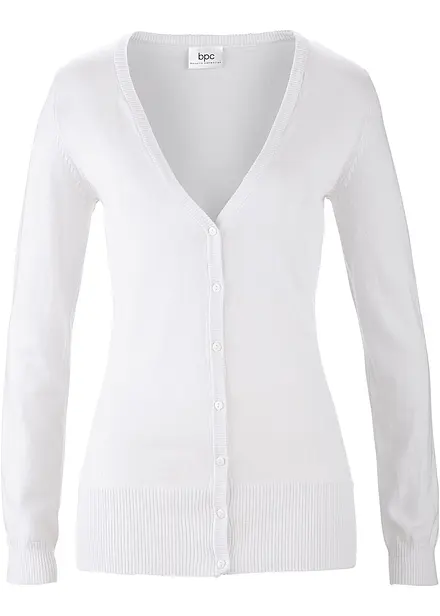 Finstickad cardigan i basmodell med knappslå