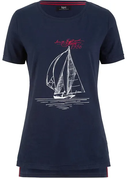 T-shirt i bomull med slits i sidan och tryck