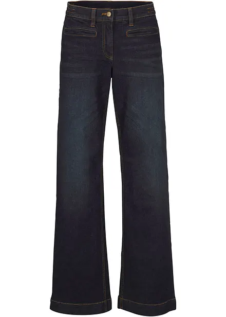 Wide Leg Jeans Mid Waist, med bekväm midja