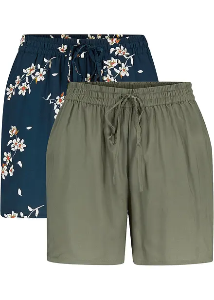 Viskosshorts med knytskärp (2-pack)