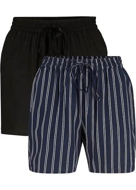 Viskosshorts med knytskärp (2-pack)