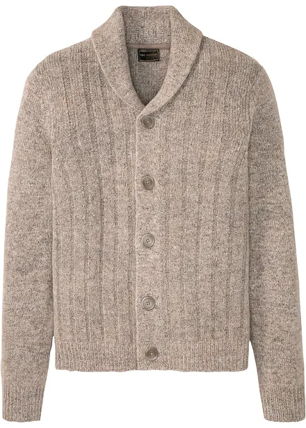 Cardigan med ribbstickat m&ouml;nster