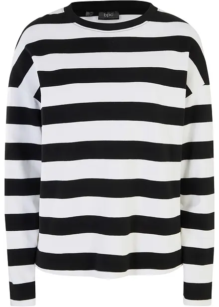 L&aring;ng&auml;rmad randig topp av bomullsinterlock