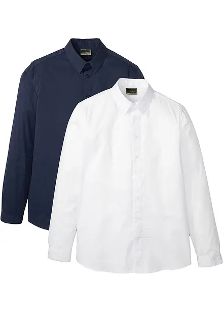 Långärmad stretchig skjorta, Slim Fit (2-pack)